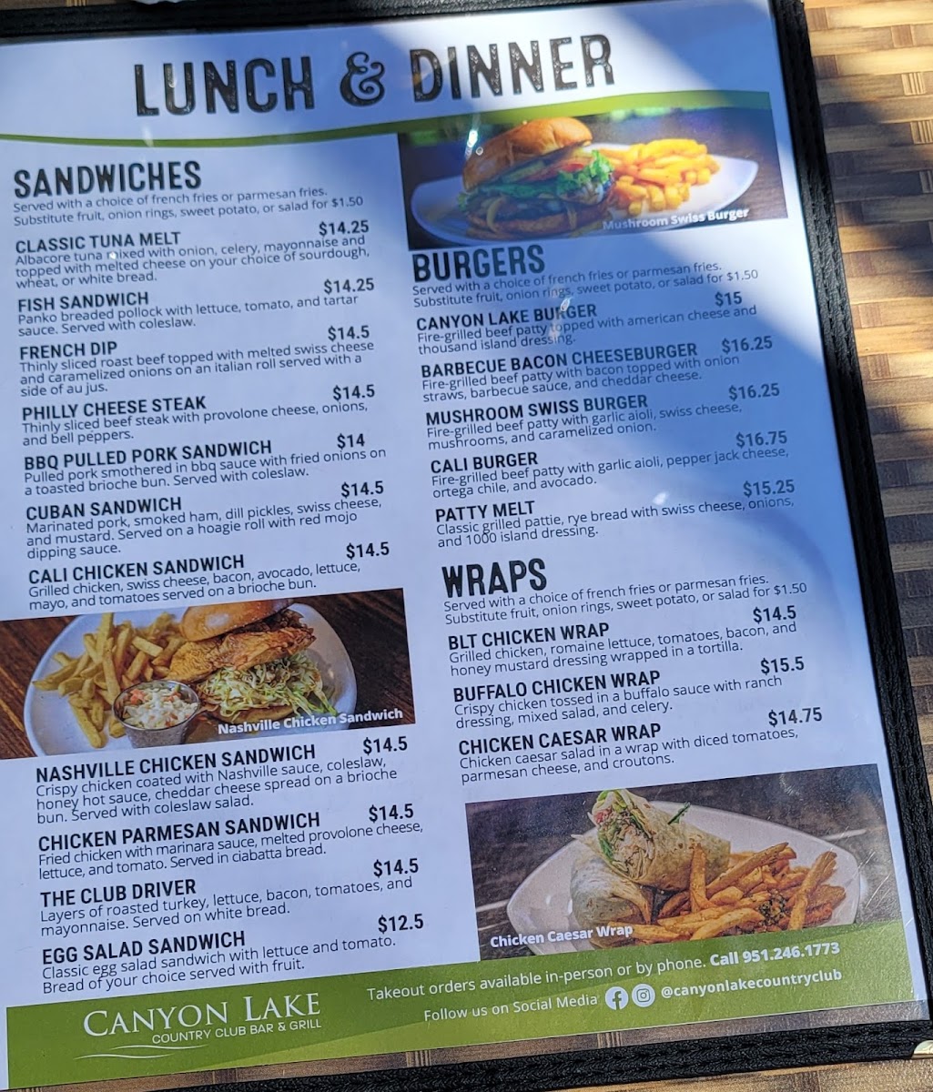 Menu Canyon Lake Golf & Country Club-10