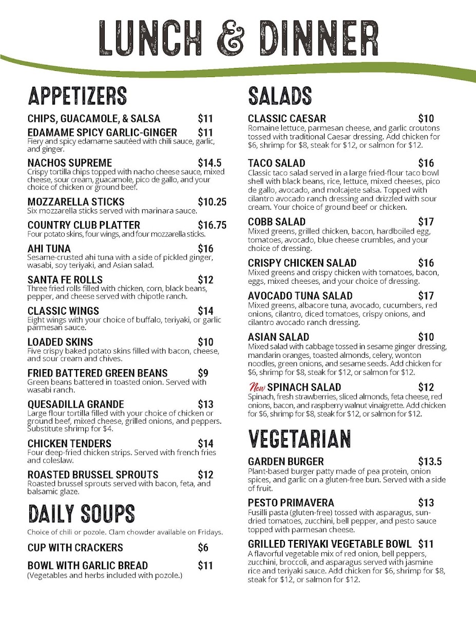 Menu Canyon Lake Golf & Country Club-6